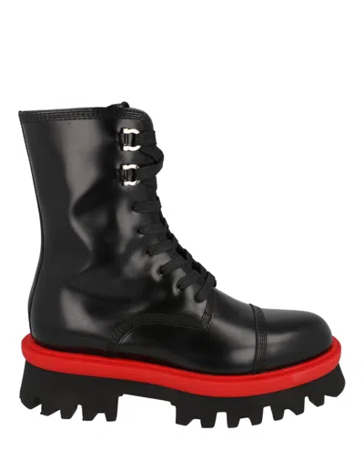FERRAGAMO KIRA LEATHER COMBAT BOOTS