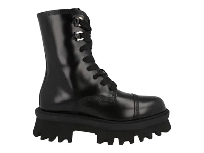 Pre-owned Ferragamo Kira Leather Combat Boots (women's) Sneakers In Black