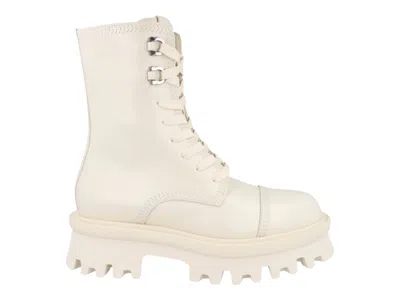 Pre-owned Ferragamo Kira Leather Combat Boots (women's) Sneakers In White