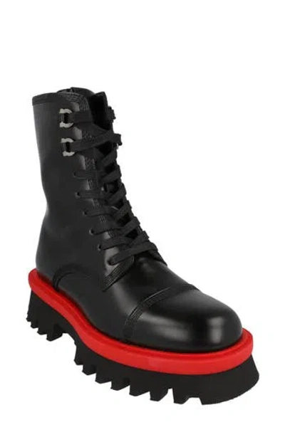 Ferragamo Kira Leather Lug Boot In Black