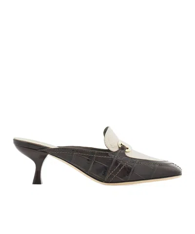 FERRAGAMO CROCODILE-EFFECT MULES