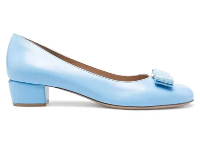 Pre-owned Ferragamo Kitten Heel Pumps (women's) Sneakers In Blue