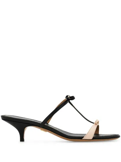 FERRAGAMO FERRAGAMO KITTEN-HEEL SANDALS WITH BOW T-STRAP