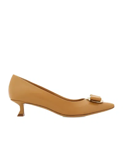 Ferragamo Kitten Heels In Brown