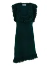 Ferragamo Mini Dress With Fringe Detail In Blue