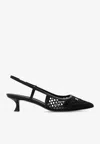 Ferragamo Klizia 40 Vara Chain Slingback Mesh Pumps In Black