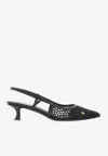 Ferragamo Klizia 40 Vara Plate Slingback Mesh Pumps In Black
