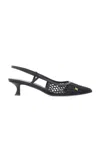 Ferragamo Klizia 40 Vara Chain Slingback Mesh Pumps In Black