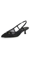 Ferragamo Klizia 40 Vara Chain Slingback Mesh Pumps In Rete Nero