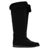 Ferragamo Knee Flat Boots In Black Suede In Black