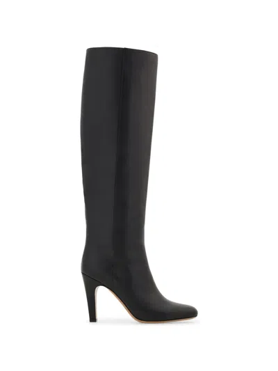 Ferragamo Knee High Boots In Black