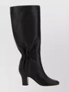 Ferragamo Knee-high Leather Jannette 70 Mid Heel Boots In Black