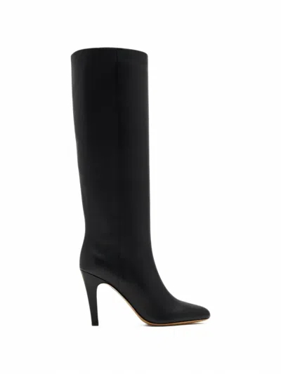 Ferragamo 95mm Nylu Leather Knee-high Boots In Black
