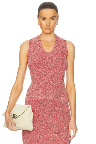 Ferragamo Red Bouclé Tank Top In 001 0785/421 New Red