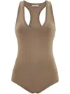 Ferragamo Cappuccino Stretch Viscose Blend Bodysuit In Neutrals