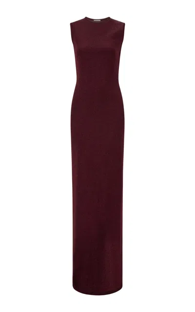 Ferragamo Lurex Long Dress In Red