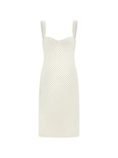 Ferragamo Knitted Dress In Neutral