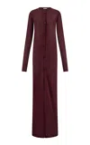 Ferragamo Lurex Longline Cardigan In Burgundy
