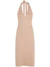 Ferragamo Knitted Halter Neck Dress In Pink