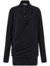 Ferragamo Knitted Polo Dress In Black