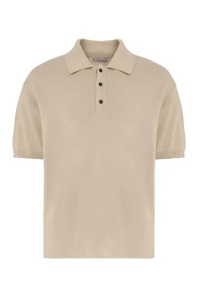 Ferragamo Knitted Polo Shirt In Sand