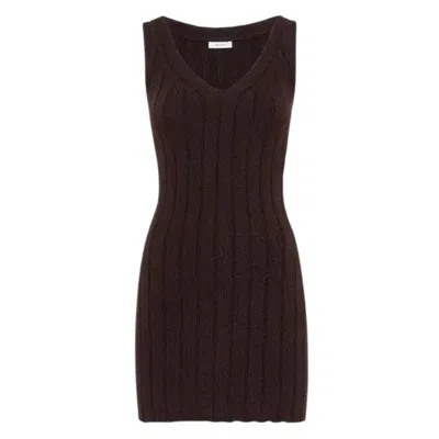 Ferragamo Knitted Sleeveless Mini Dress In Brown