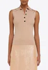 Ferragamo Knitted Sleeveless Polo In Pink