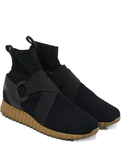 Pre-owned Ferragamo Knitted Sneakers In Black