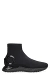 Ferragamo Knitted Sock-style Sneakers In Black