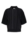 Ferragamo Knitted Wool Polo Shirt In Blue