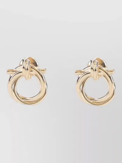 Ferragamo Knot Design Polished Finish Stud Earrings In Gold