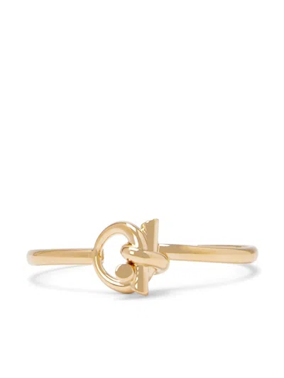 Ferragamo Knot Detail Cuff In Gold