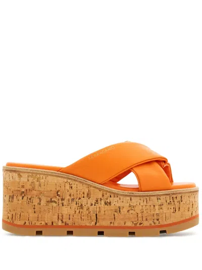 Ferragamo Pantoletten Aus Leder In Orange