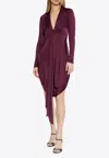 Ferragamo Knot-detail V-neck Midi Dress In Purple