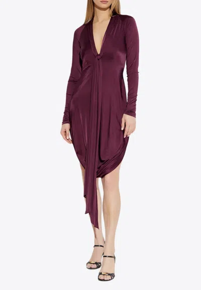 FERRAGAMO KNOTTED V-NECK DRESS