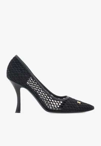 Ferragamo Kristen 95 Vara Plate Mesh Pumps In Black