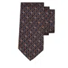 Ferragamo Label Printed Silk Tie In Blue