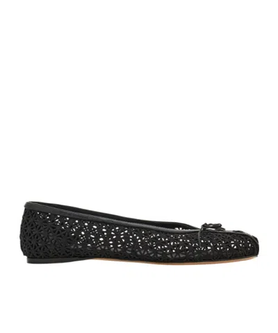 Ferragamo Lace Ballet Flat In Black