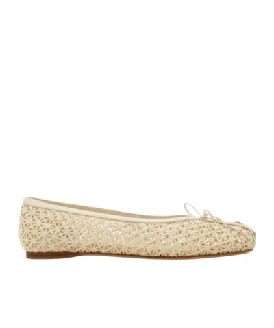 Ferragamo Lace Ballet Flat In Neutral