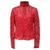 Ferragamo Lace Blouse In Red Cotton In Red