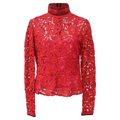 Ferragamo Lace Blouse In Red Cotton