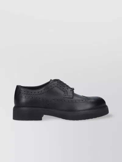 FERRAGAMO LACE BROGUE SHOES ROUND TOE RUBBER SOLE