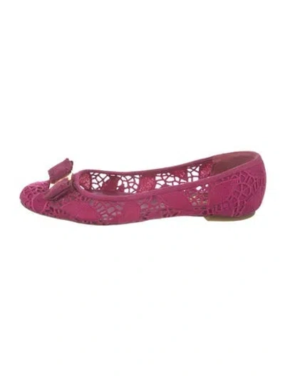 Pre-owned Ferragamo Lace Lace Pattern Ballet Flats In Pink
