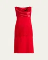 Ferragamo Lace-panel Silk Chiffon Midi Dress In Red