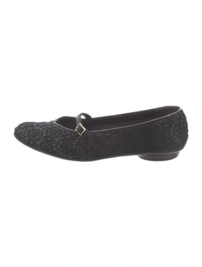Pre-owned Ferragamo Lace Pattern Ballet Flats In Blue/grey
