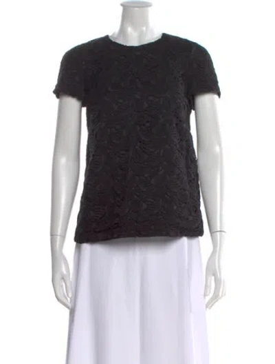 Pre-owned Ferragamo Lace Pattern Crew Neck Top In Black