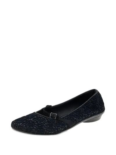 Pre-owned Ferragamo Lace Strap Ballet Flats In Black