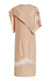 Ferragamo Lace-trimmed Organic Silk Midi Dress In Nude