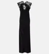 Ferragamo Lace-trimmed Silk Gown In Black