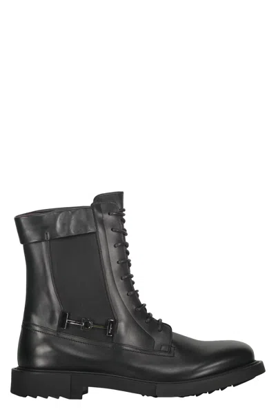 Ferragamo Lace-up Ankle Boots In Black